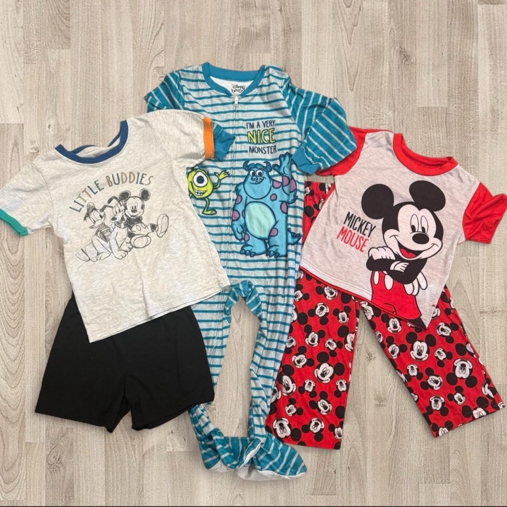 Disney 4T Mickey Mouse and Monsters Inc Kids Pajama Bundle